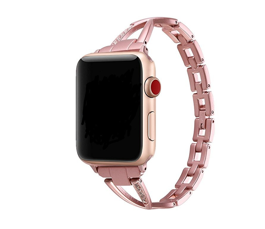 Correa para Apple Watch de acero inoxidable tipo X con diamantes