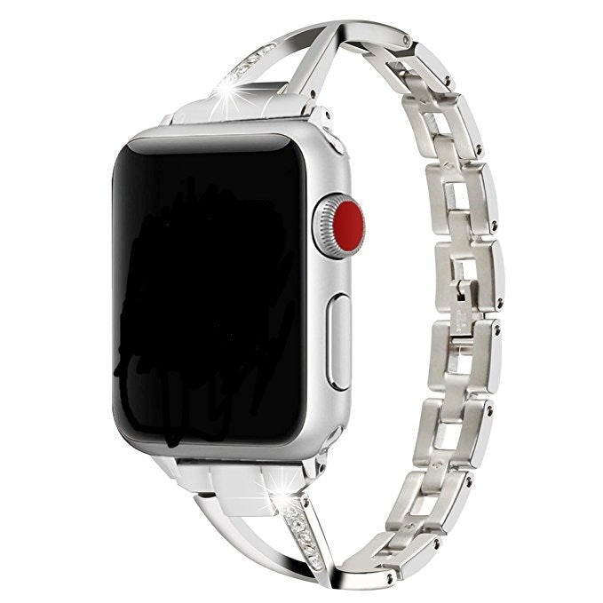 Correa para Apple Watch de acero inoxidable tipo X con diamantes