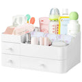 KIKJOK Diaper Organizer Makeup Storage Organizer Desk Organizer Nursery Storage Bin 11 Storage Compartments with 3 Drawers Ivory White
