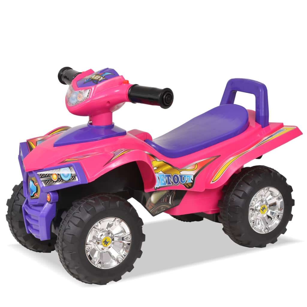 Quad Atv Correpasillos Infantil Con Sonidos Y Luces Rosa Morado