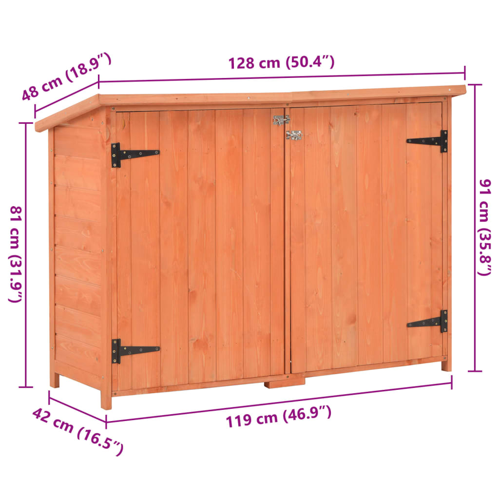 Caseta De Almacenamiento De Jardín De Madera 128X42X91 Cm