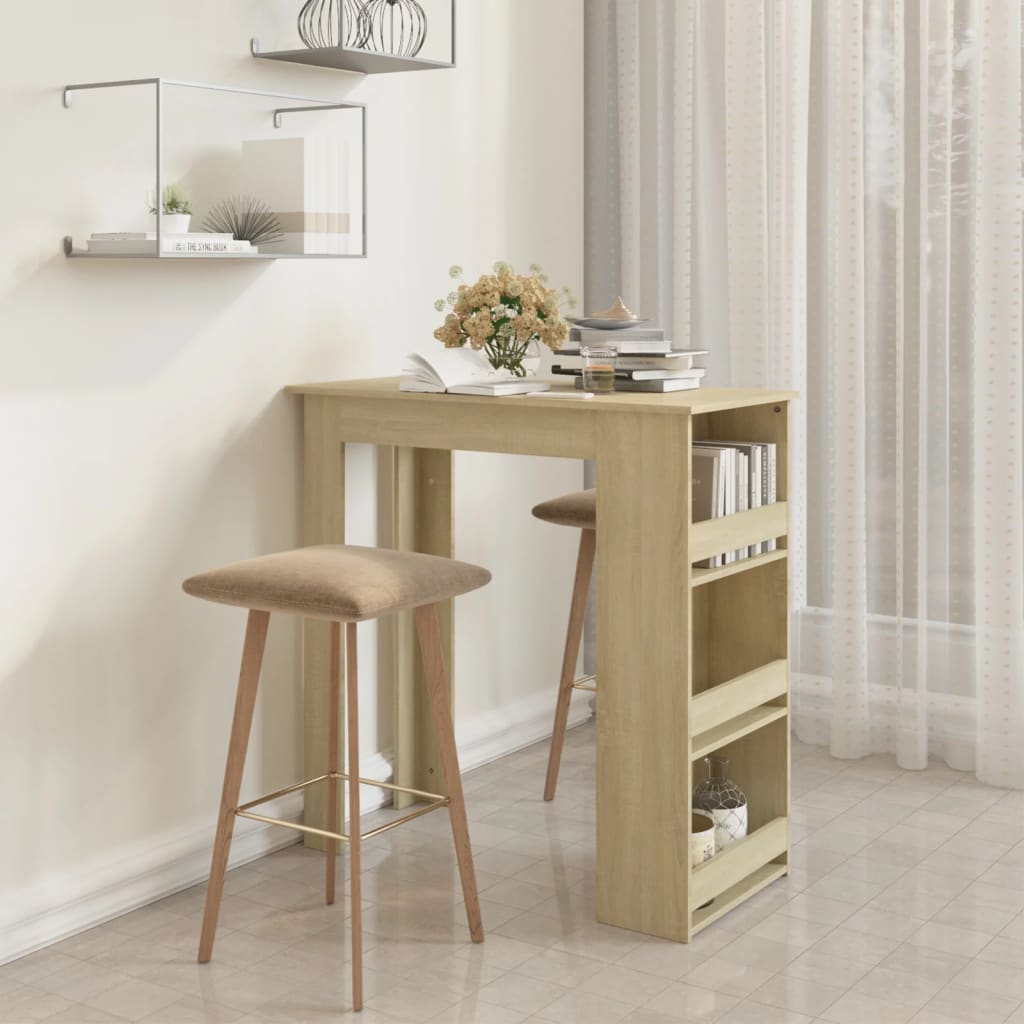 Mesa Bar Con Estante Almacenaje Envejecida 102X50X103,5 Cm