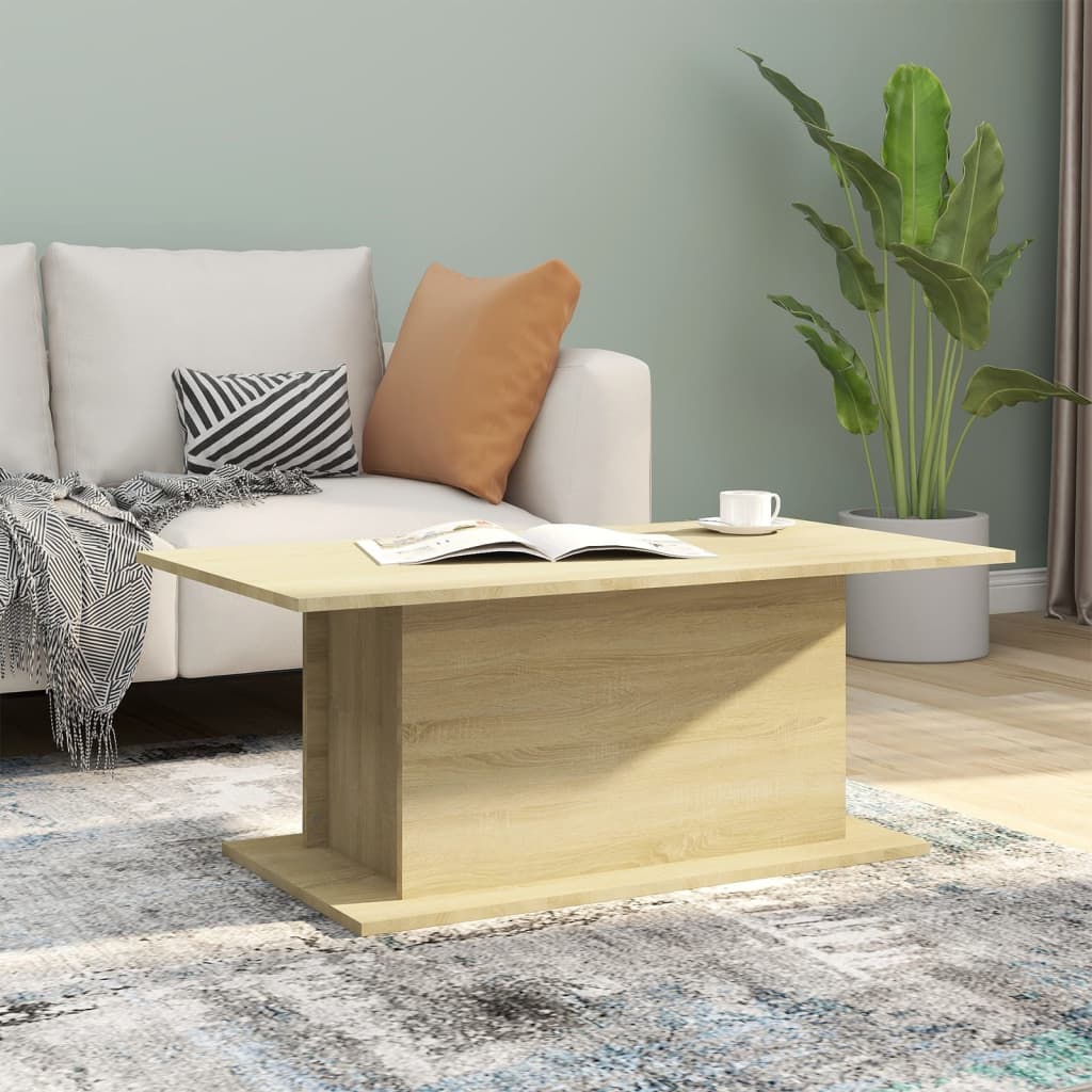 Mesa De Centro Madera Ingeniería Envejecida 102X55,5X40 Cm