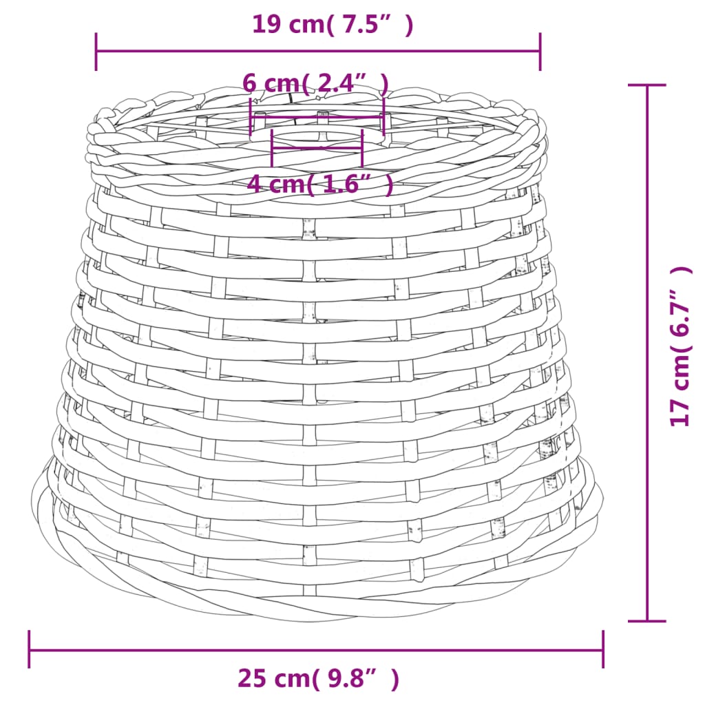 Pantalla Para Lámpara De Techo Mimbre Ø25X17 Cm