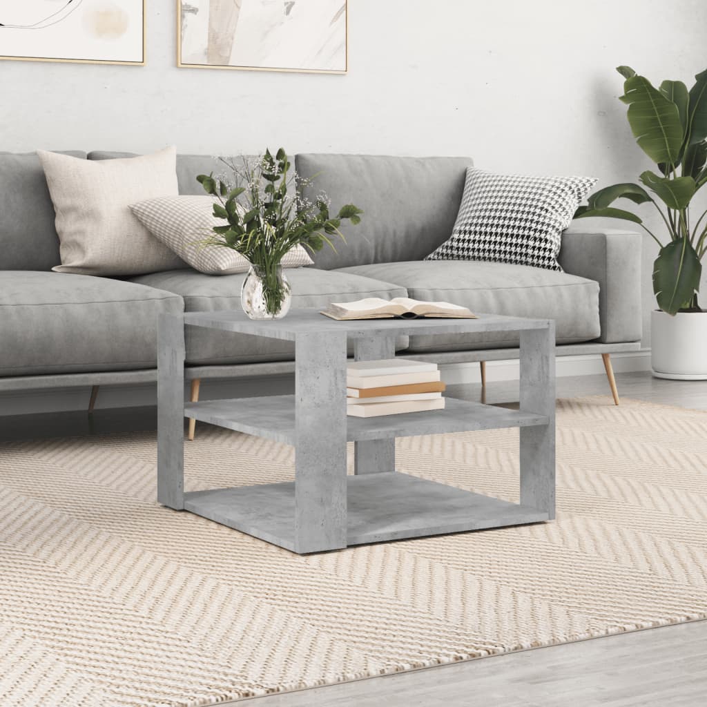 Mesa De Centro Madera Ingeniería Roble Artesanal 58X58X40 Cm