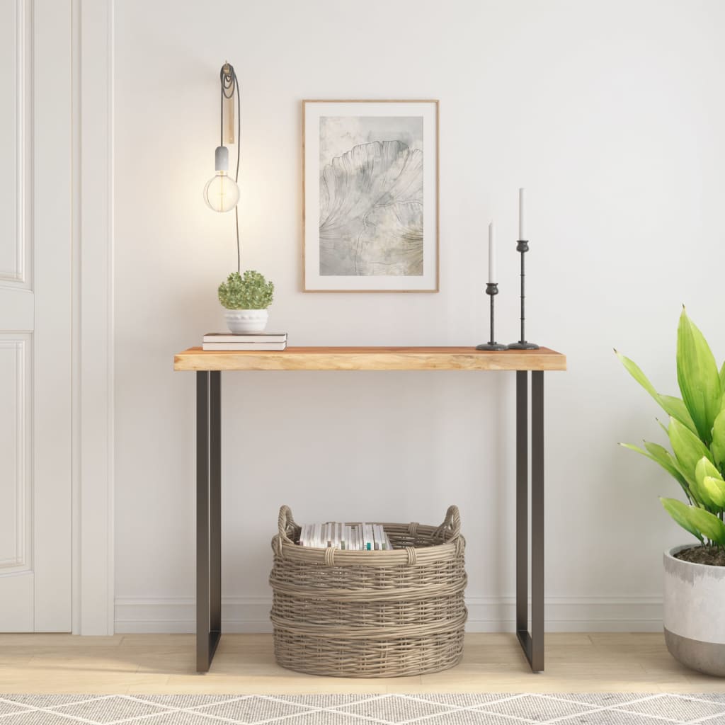 Tablero De Mesa Borde Madera Maciza Mango 100X30X2,5 Cm