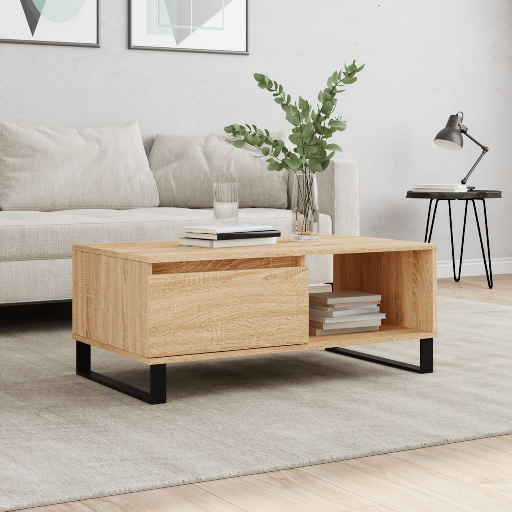 Mesa De Centro Madera De Ingeniería Envejecida 90X50X36,5 Cm