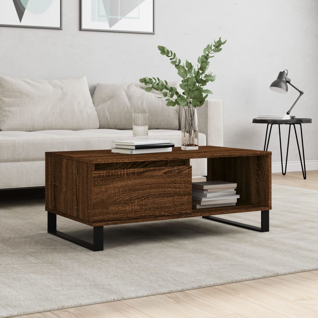Mesa De Centro Madera De Ingeniería Envejecida 90X50X36,5 Cm