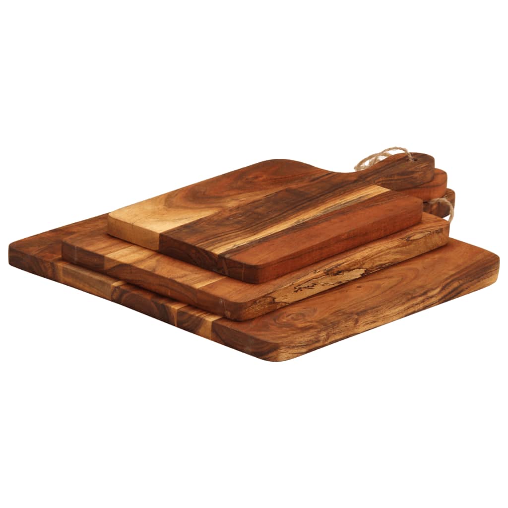 Tablas De Cortar 3 Piezas Madera Maciza De Acacia