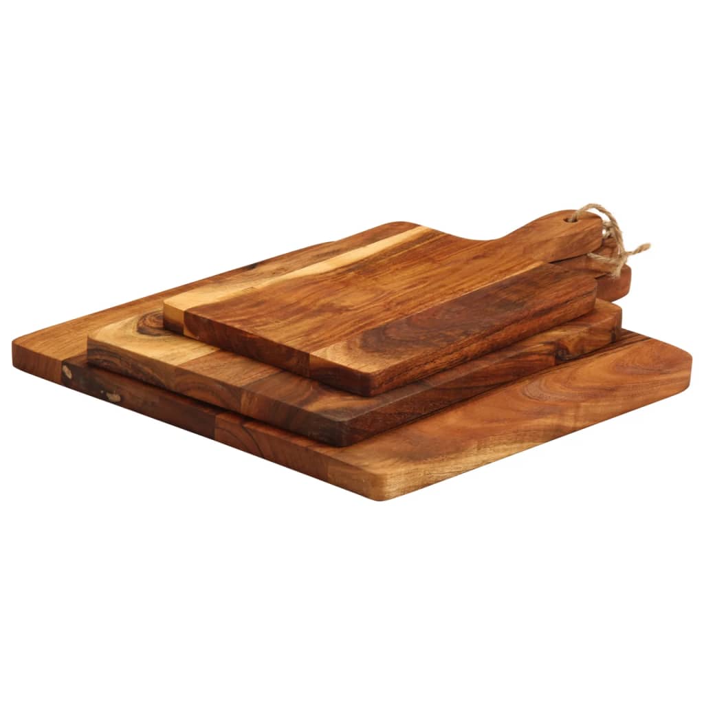Tablas De Cortar 3 Piezas Madera Maciza De Acacia