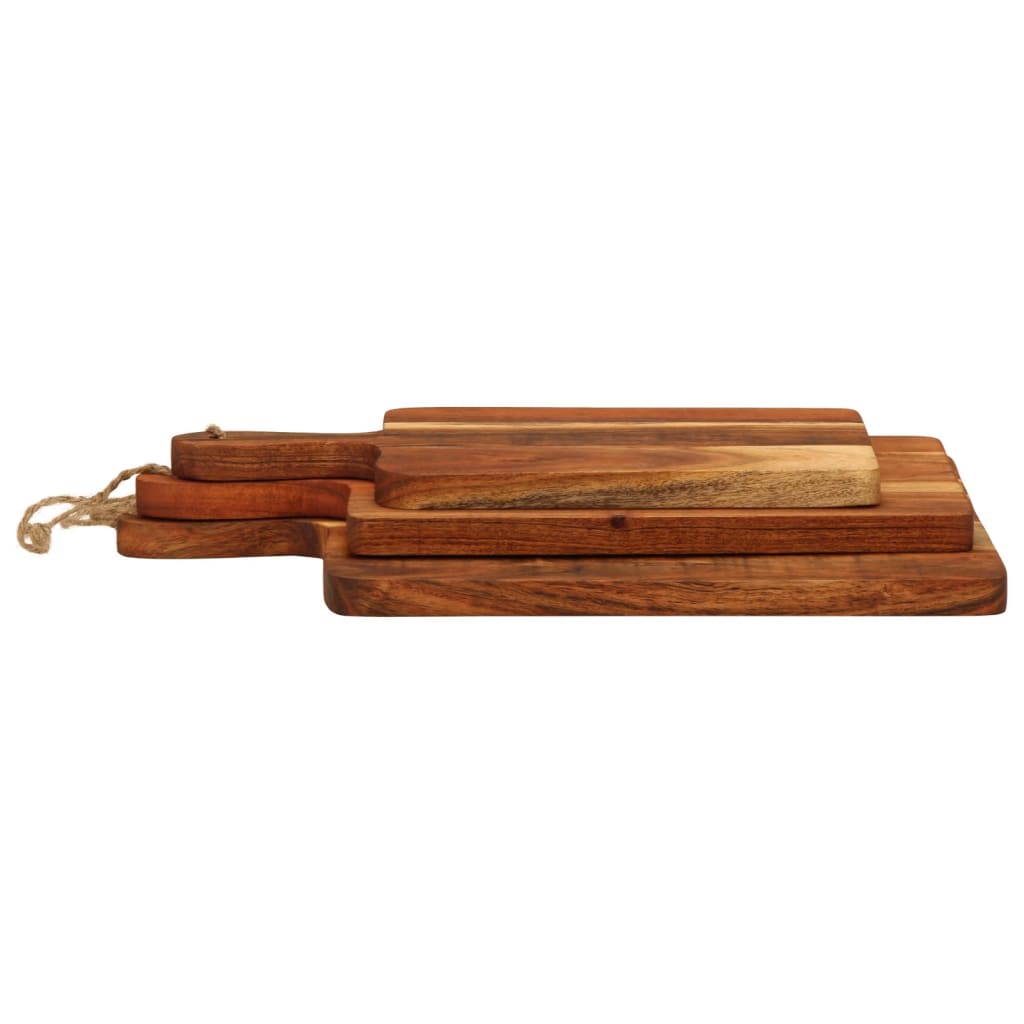 Tablas De Cortar 3 Piezas Madera Maciza De Acacia