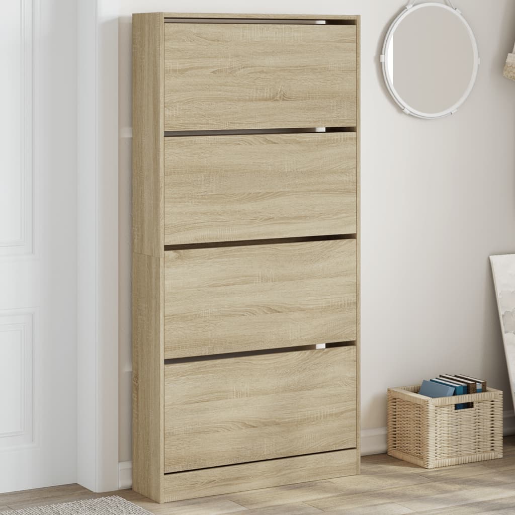 Zapatero Con 4 Cajones Abatibles 80X21X163,5 Cm