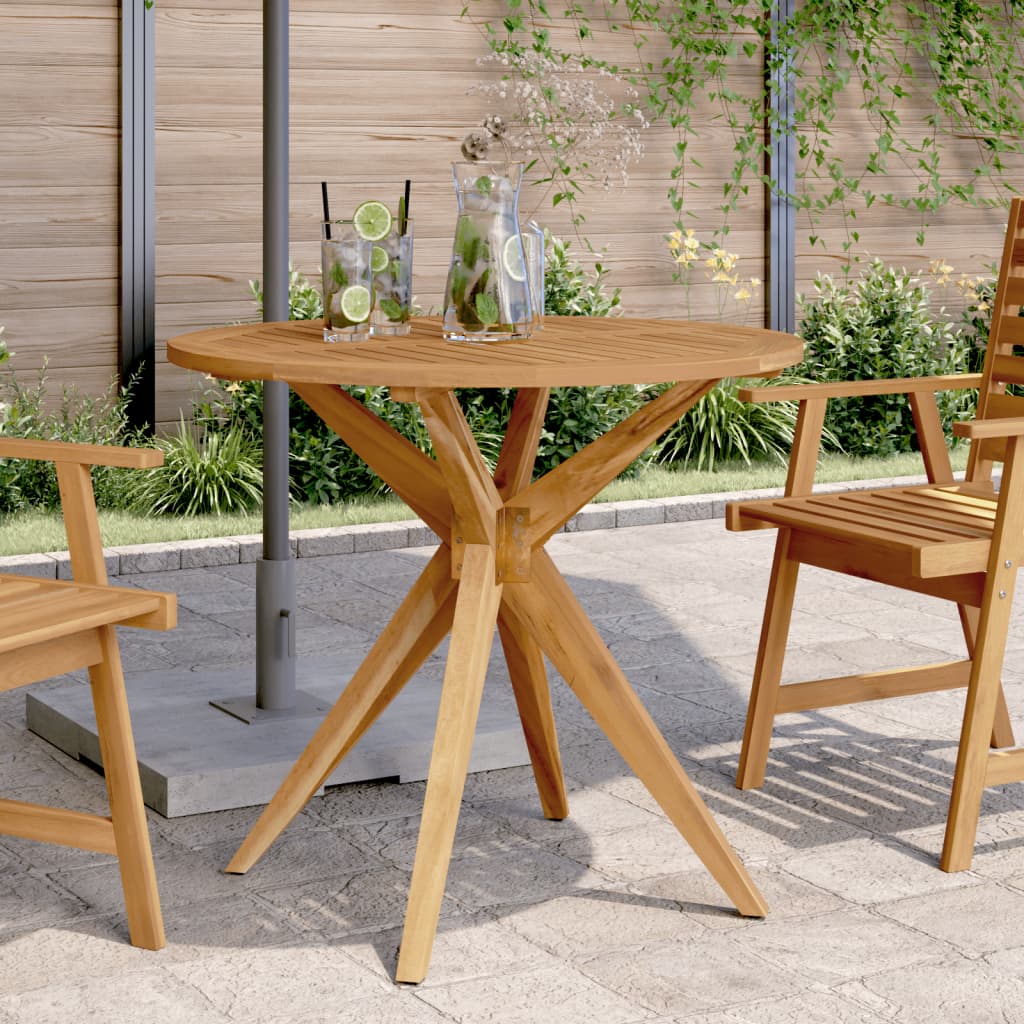 Mesa De Jardín Cuadrada Madera Maciza De Acacia