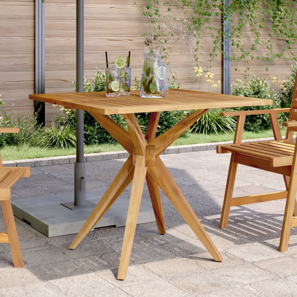 Mesa De Jardín Cuadrada Madera Maciza De Acacia