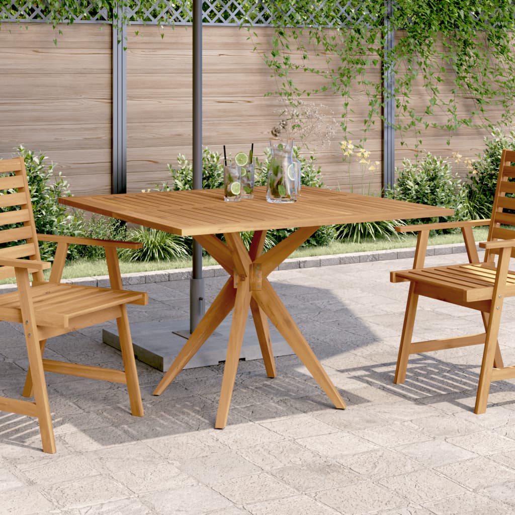 Mesa De Jardín Cuadrada Madera Maciza De Acacia