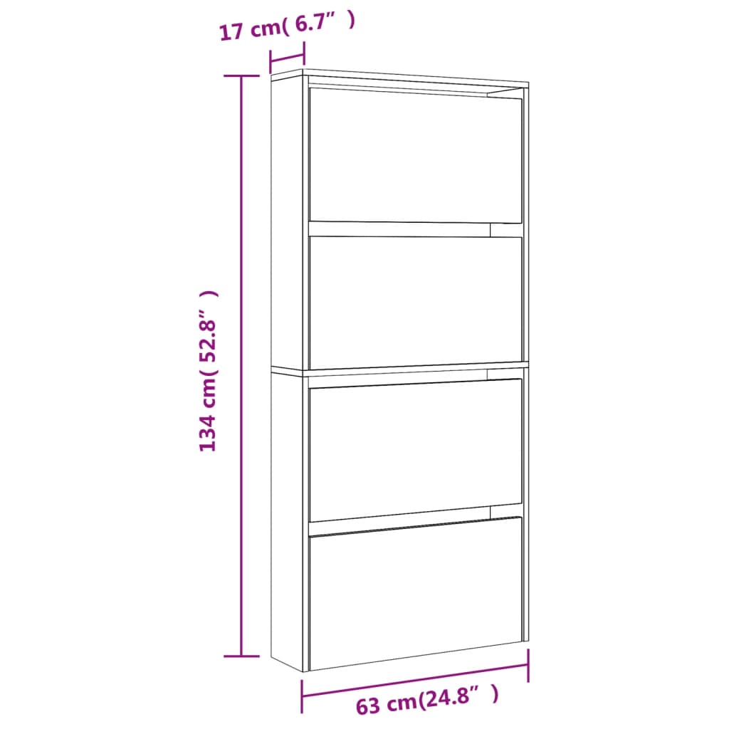 Zapatero Con Espejo 4 Niveles 63X17X134 Cm