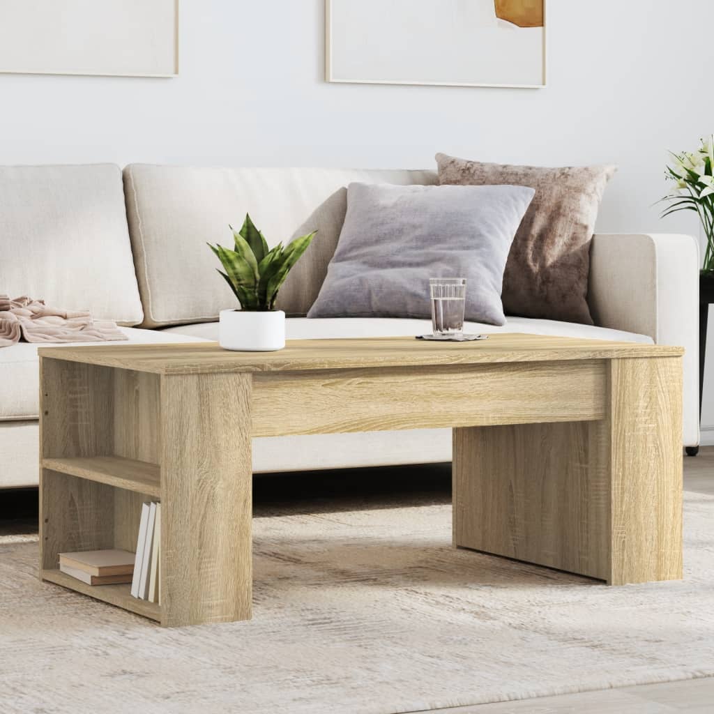Mesa De Centro Madera Ingeniería Madera Envejecida 102X55X42 Cm