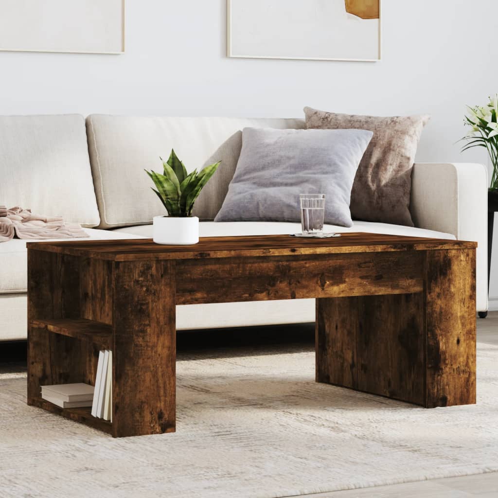 Mesa De Centro Madera Ingeniería Madera Envejecida 102X55X42 Cm