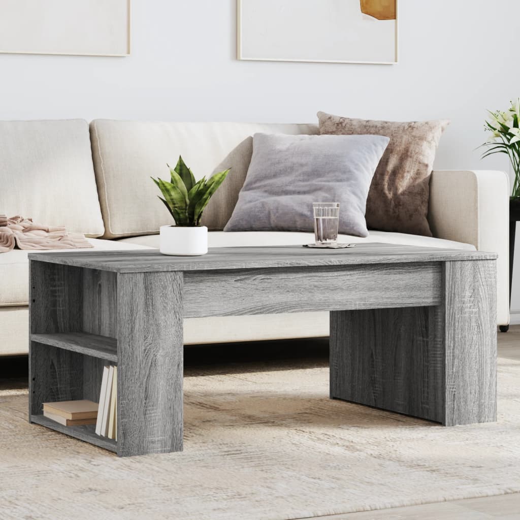 Mesa De Centro Madera Ingeniería Madera Envejecida 102X55X42 Cm