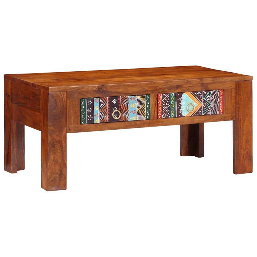 Mesa De Centro De Madera Maciza De Acacia 90X50X40 Cm