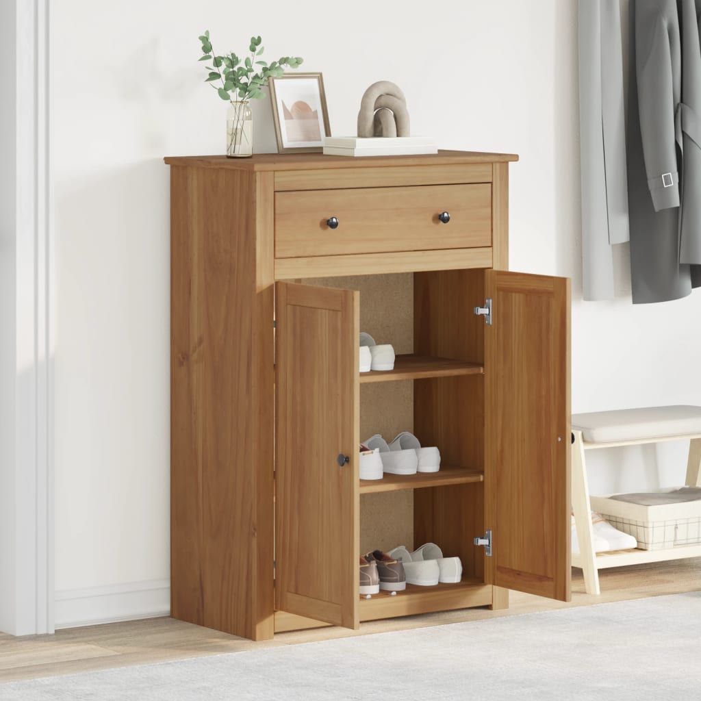Mueble Zapatero Panama Madera Maciza De Pino 80X40X114 Cm