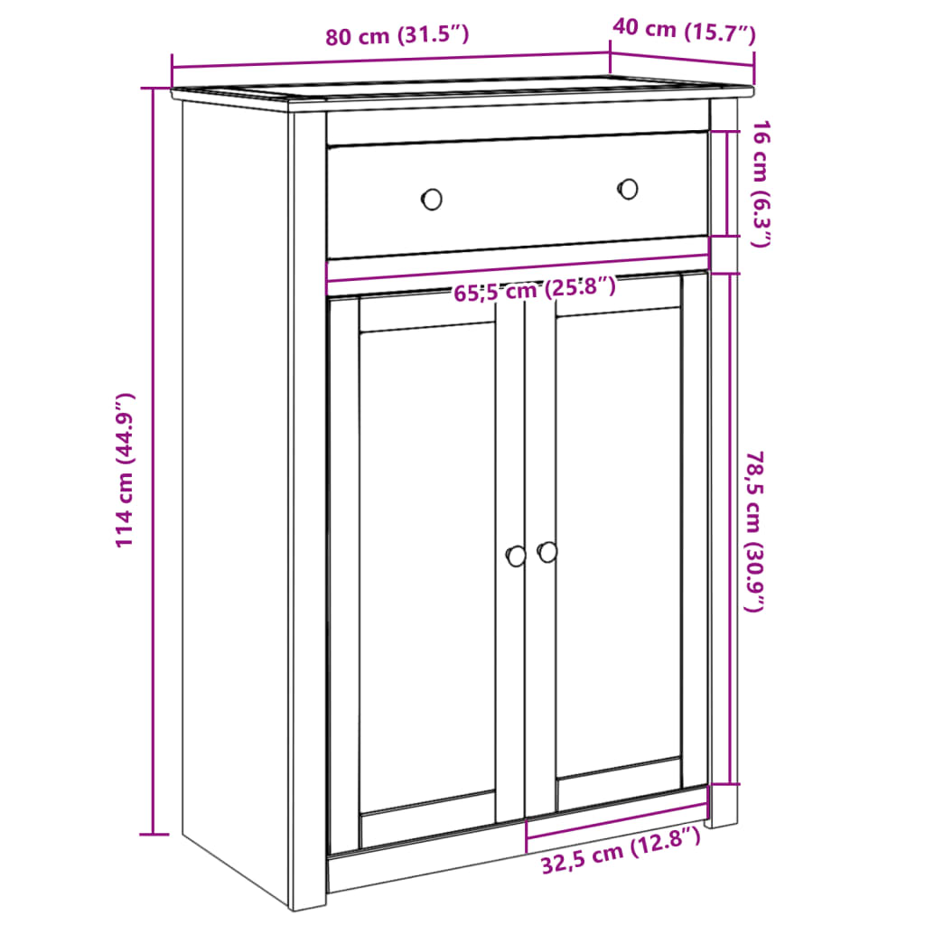 Mueble Zapatero Panama Madera Maciza De Pino 80X40X114 Cm