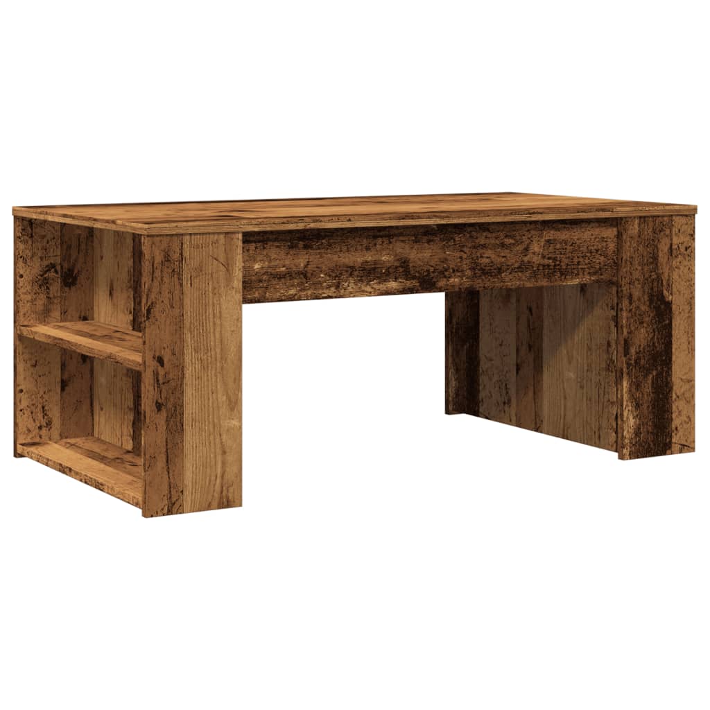 Mesa De Centro Madera Ingeniería Madera Envejecida 102X55X42 Cm