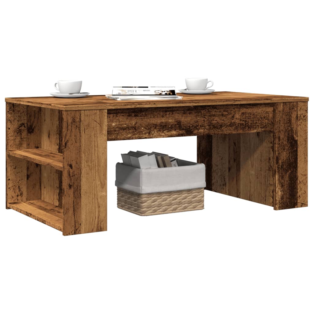 Mesa De Centro Madera Ingeniería Madera Envejecida 102X55X42 Cm