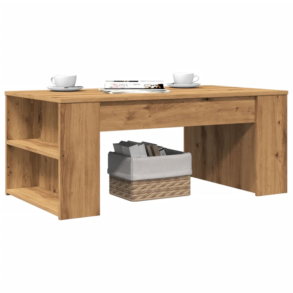 Mesa De Centro Madera Ingeniería Madera Envejecida 102X55X42 Cm