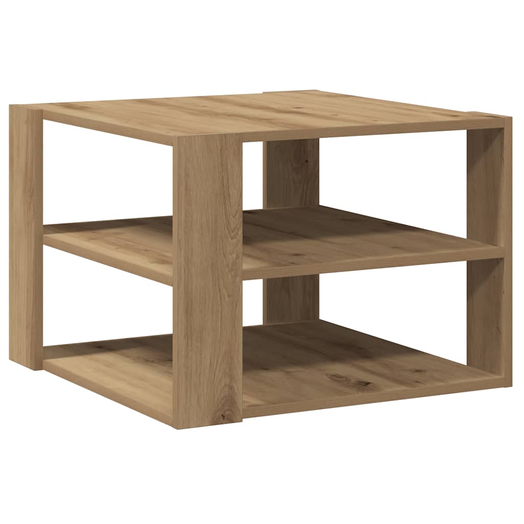 Mesa De Centro Madera Ingeniería Roble Artesanal 58X58X40 Cm