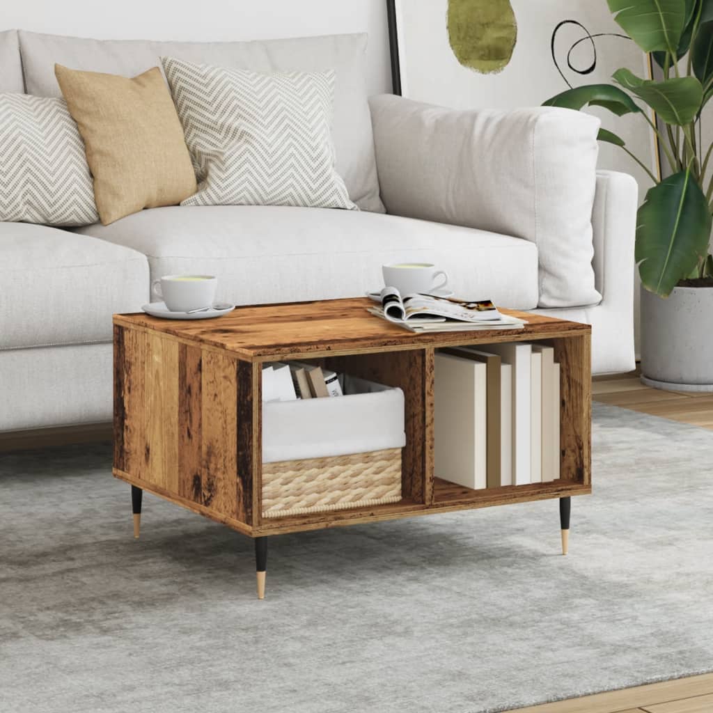 Mesa De Centro Madera Ingeniería Madera Envejecida 60X50X36,5Cm