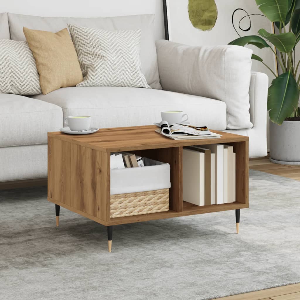 Mesa De Centro Madera Ingeniería Madera Envejecida 60X50X36,5Cm
