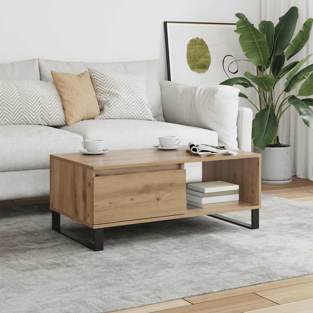 Mesa De Centro Madera De Ingeniería Envejecida 90X50X36,5 Cm