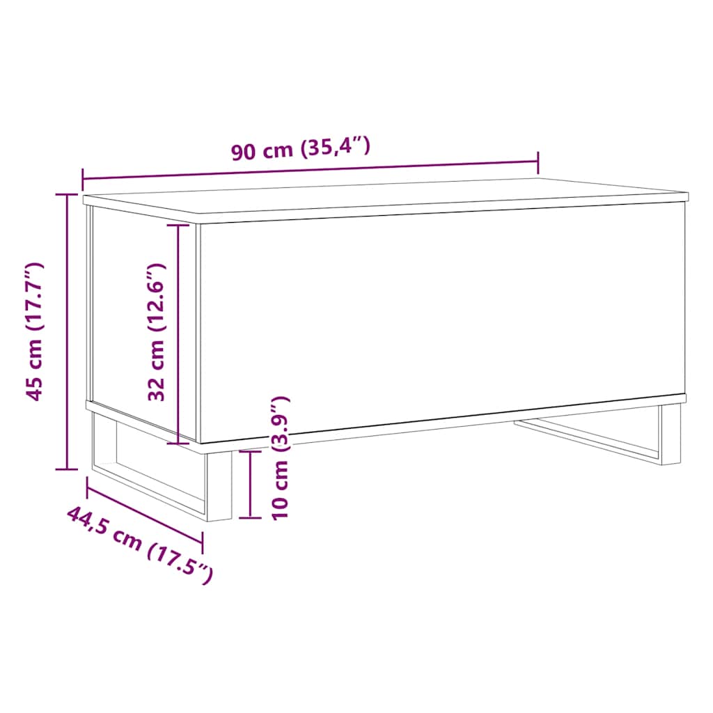 Mesa De Centro Madera De Ingeniería 90X44,5X45 Cm