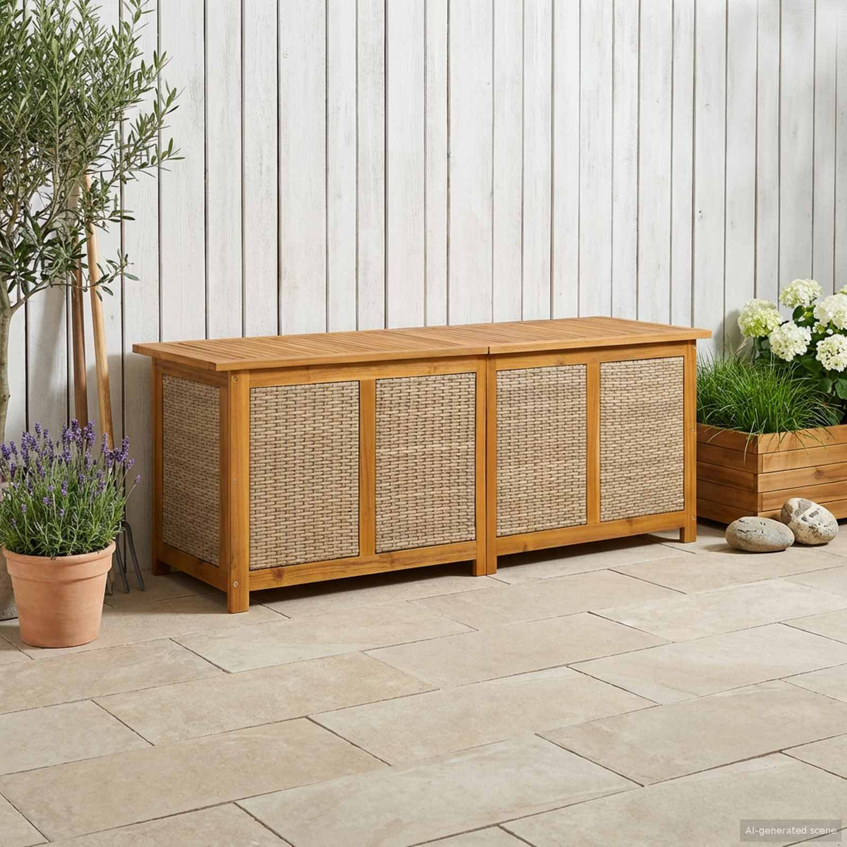 Caja De Almacenamiento Para Jardín 185 L 113 X 50 X 56 Cm