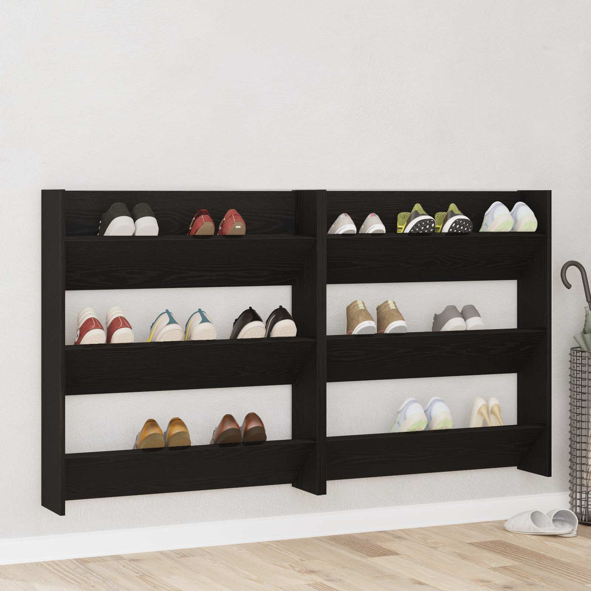Zapatero De Pared Madera De Ingeniería Envejecida