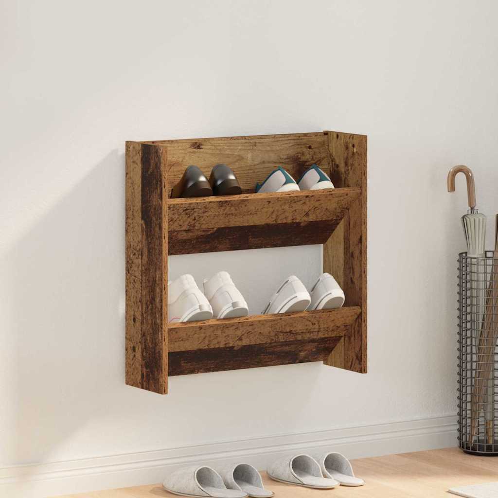 Zapatero De Pared Madera De Ingeniería Envejecida