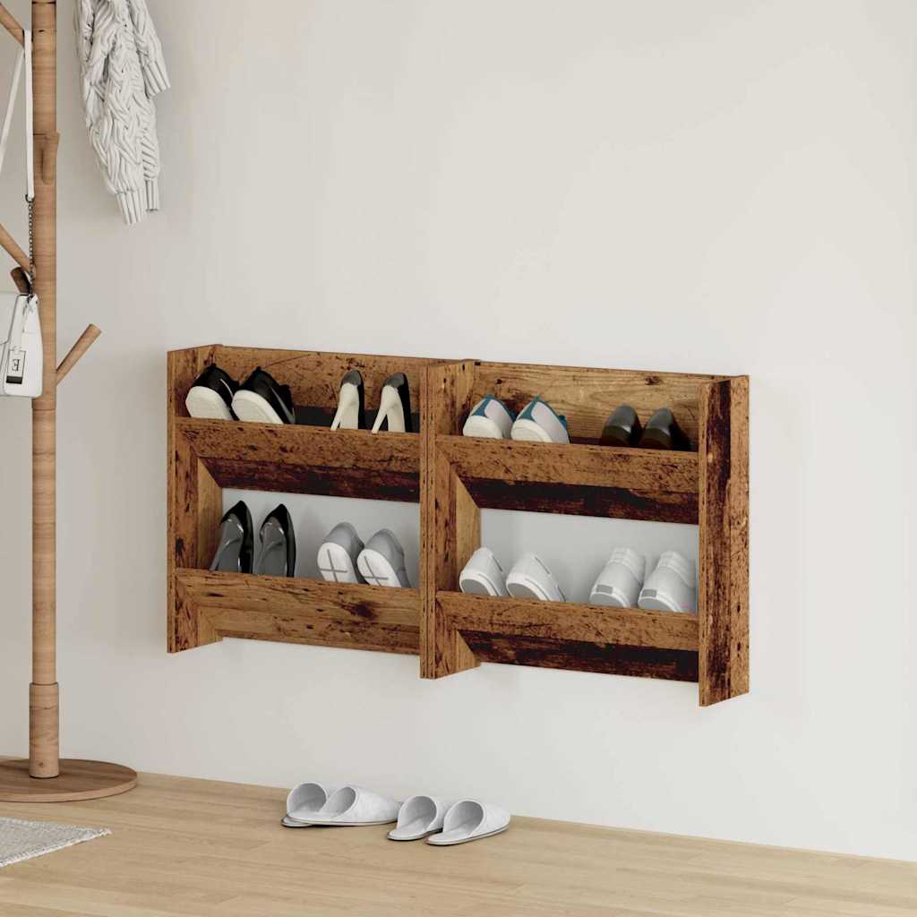 Zapatero De Pared Madera De Ingeniería Envejecida