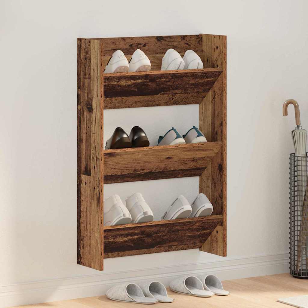 Zapatero De Pared Madera De Ingeniería Envejecida