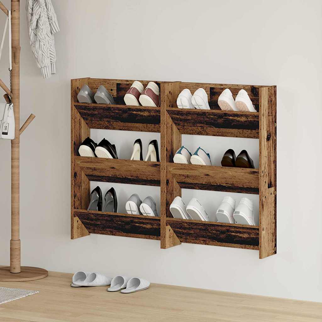 Zapatero De Pared Madera De Ingeniería Envejecida