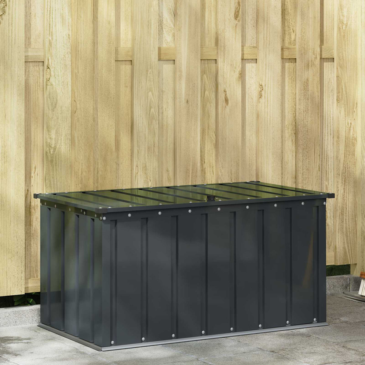 Caja De Almacenamiento Para Jardín Negro Acero