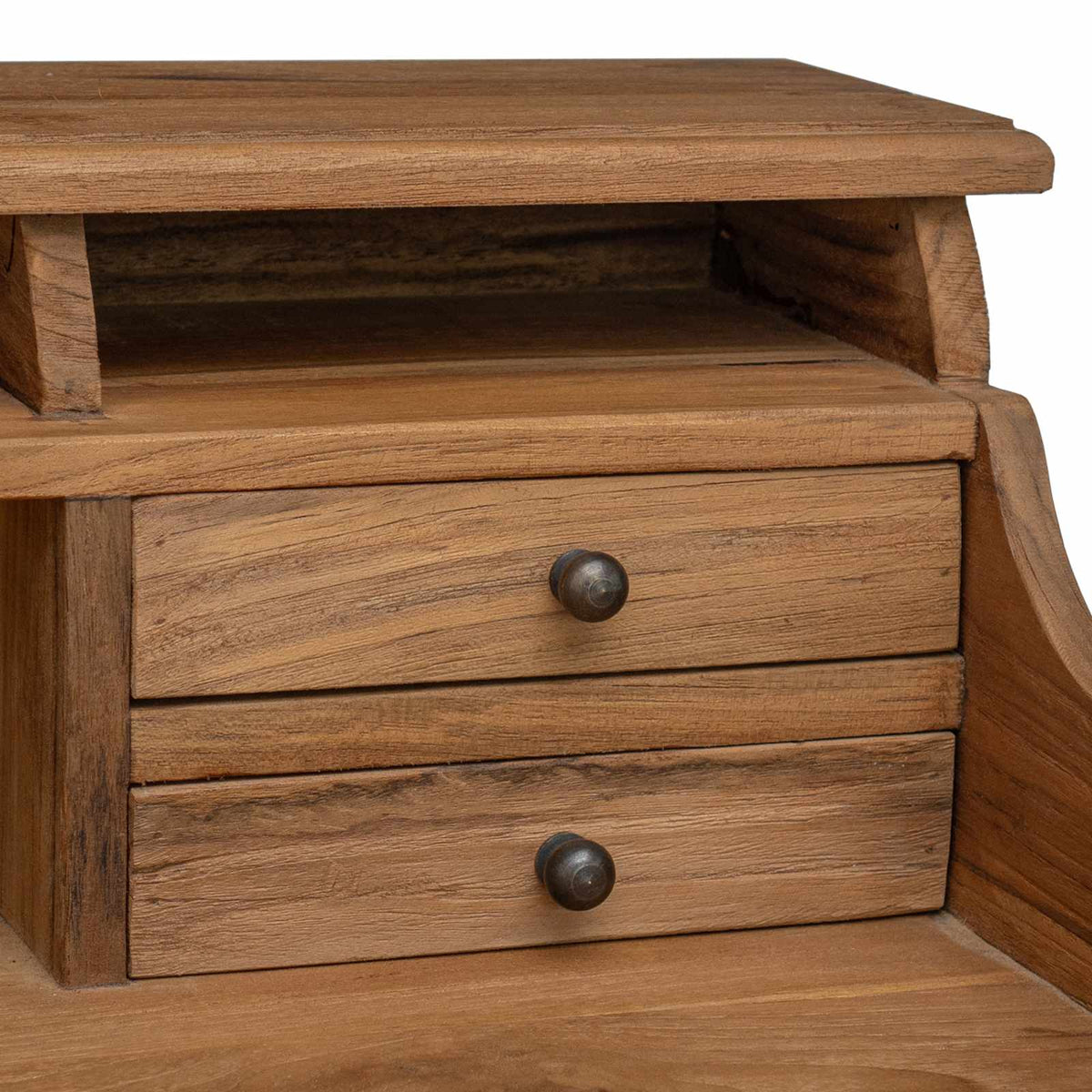 Escritorio Natural 89,5 X 49,5 X 100 Cm Madera De Teca Maciza