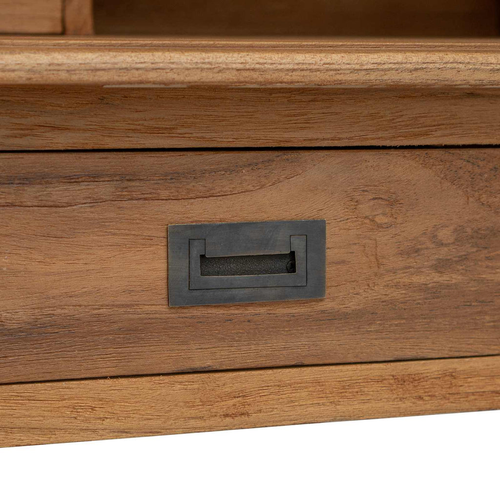 Escritorio Natural 89,5 X 49,5 X 100 Cm Madera De Teca Maciza