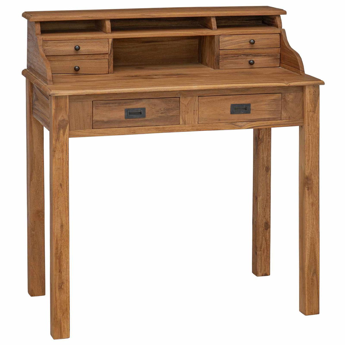Escritorio Natural 89,5 X 49,5 X 100 Cm Madera De Teca Maciza