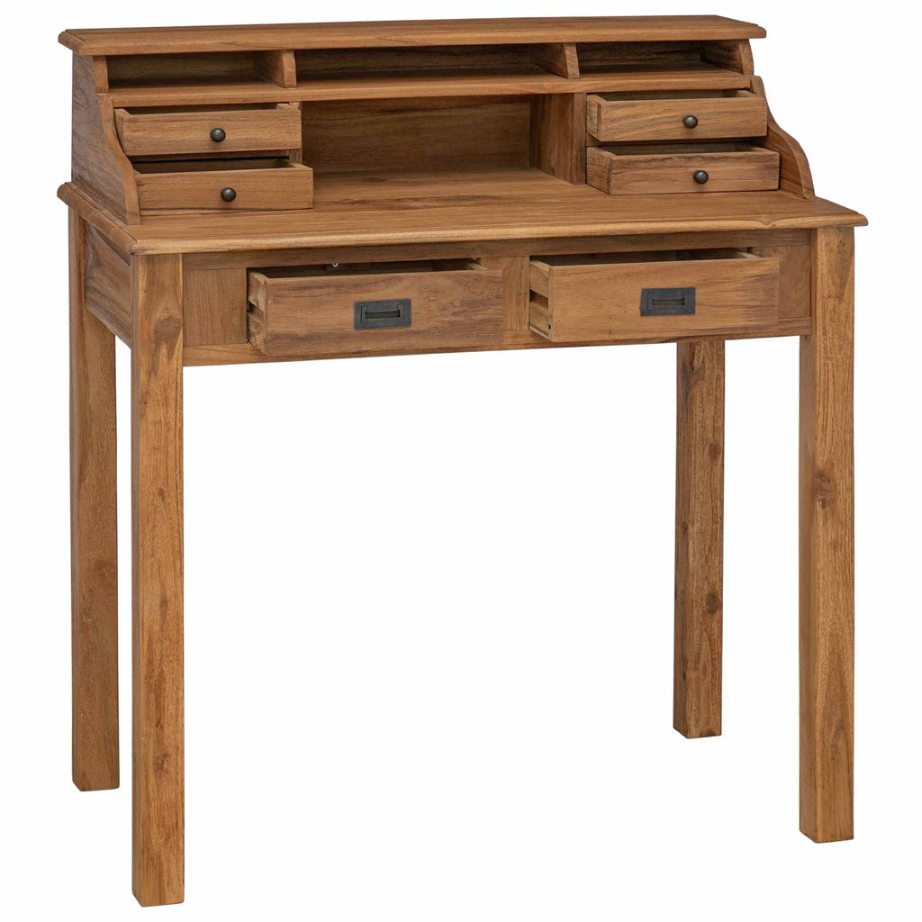 Escritorio Natural 89,5 X 49,5 X 100 Cm Madera De Teca Maciza