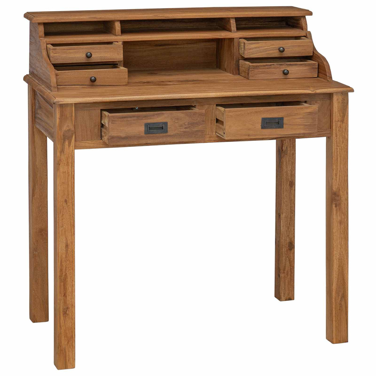 Escritorio Natural 89,5 X 49,5 X 100 Cm Madera De Teca Maciza