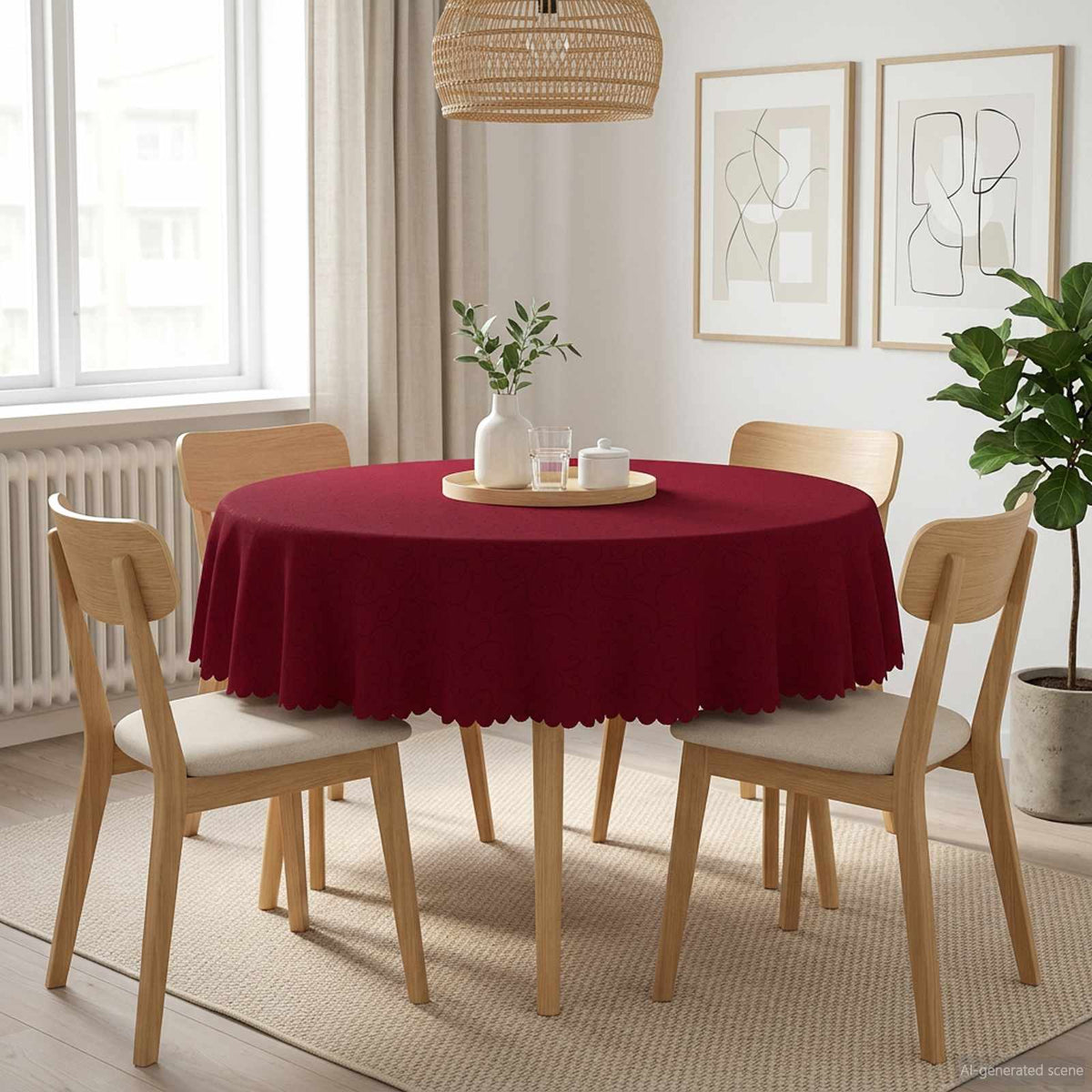 Tela Para Mesa 5 Uds. Ovalado Rojo Vino