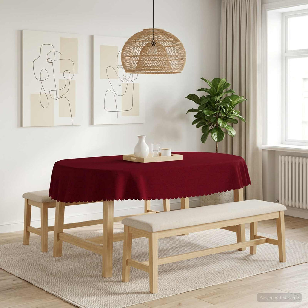 Tela Para Mesa 5 Uds. Ovalado Rojo Vino
