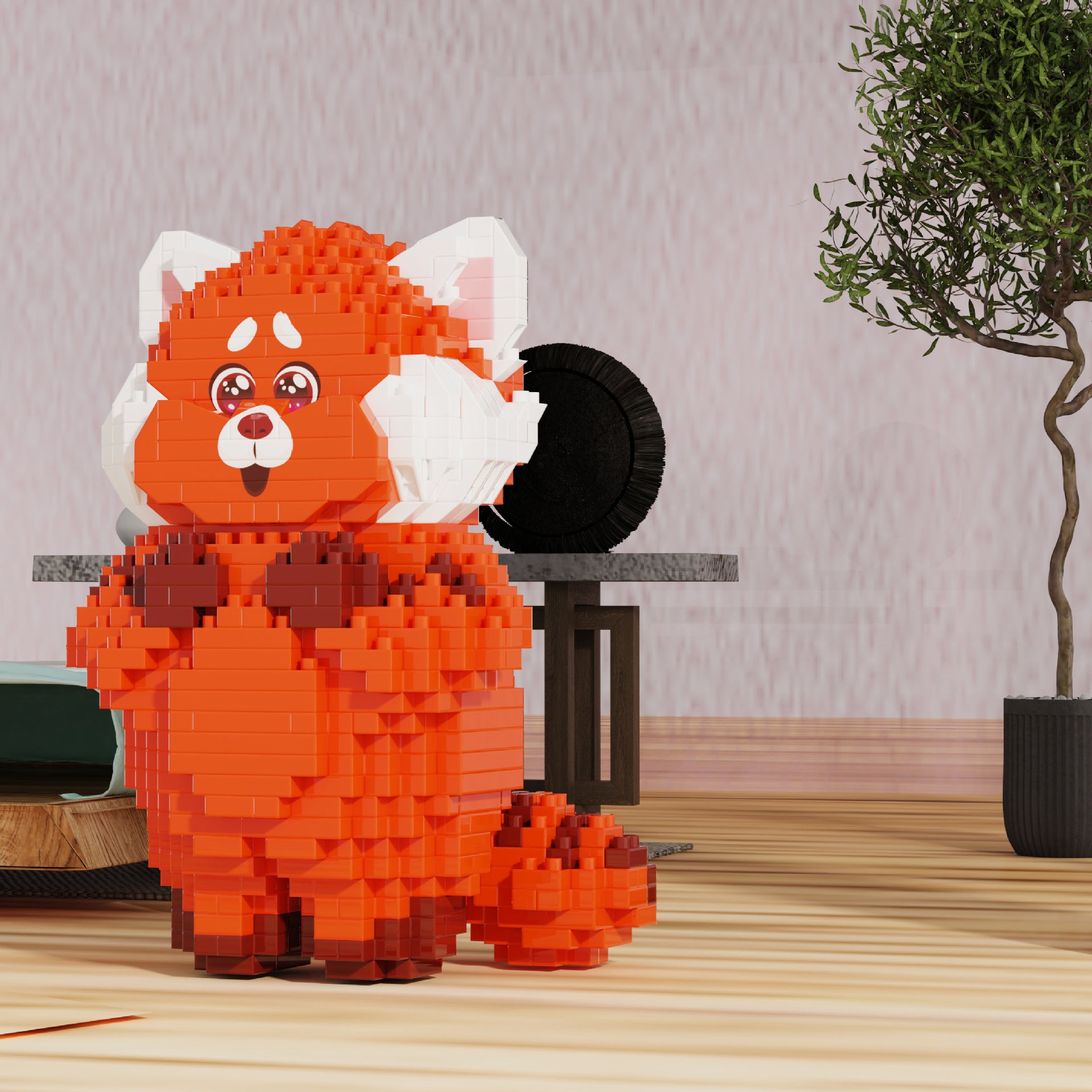 Cartoon Little Red Bear Building Block Puzzle Toy