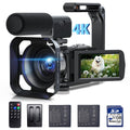 Video Camera Camcorder 4K 42MP YouTube Vlogging Camera 18X Digital Zoom 3” 270° Rotation Screen vlog Camera with Microphone Remote Control 2 Batteries Lens Hood 32G SD Card